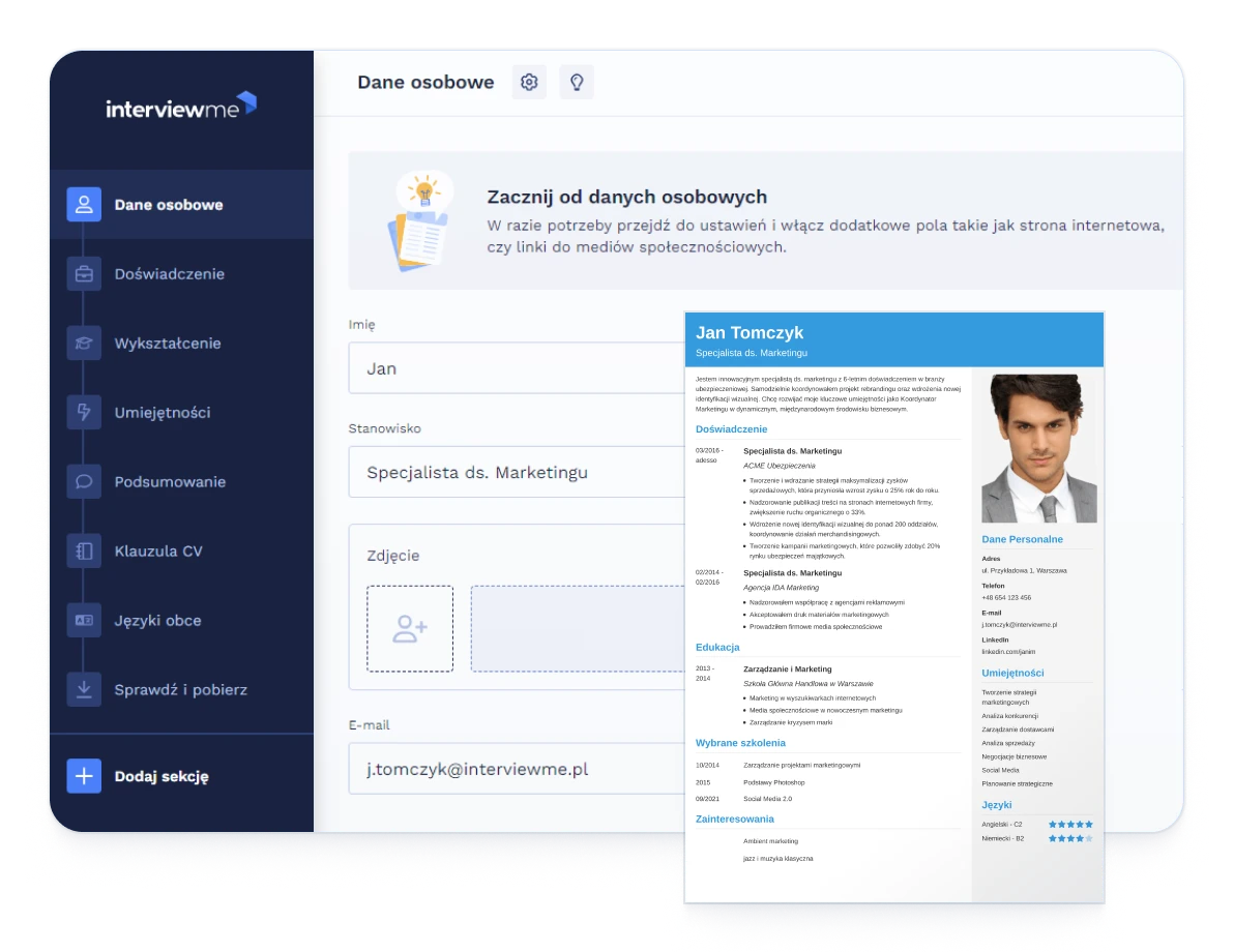 InterviewMe. Najlepszy kreator CV online