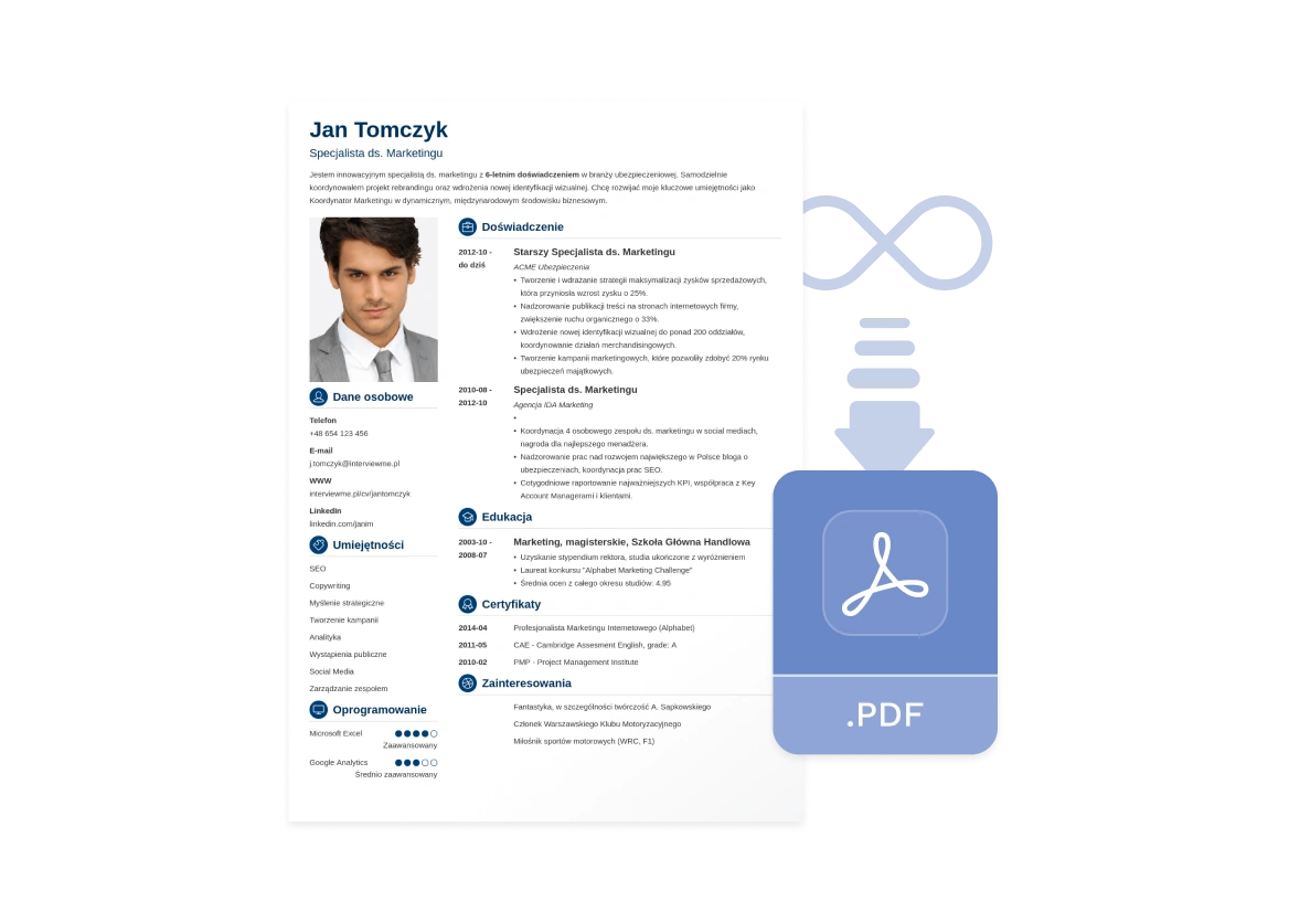 Pobieranie CV w formacie PDF bez limitów