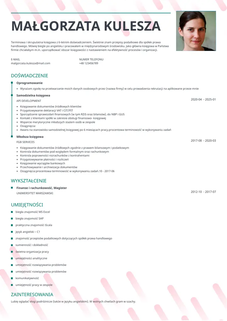 szablon cv dynamic zielony