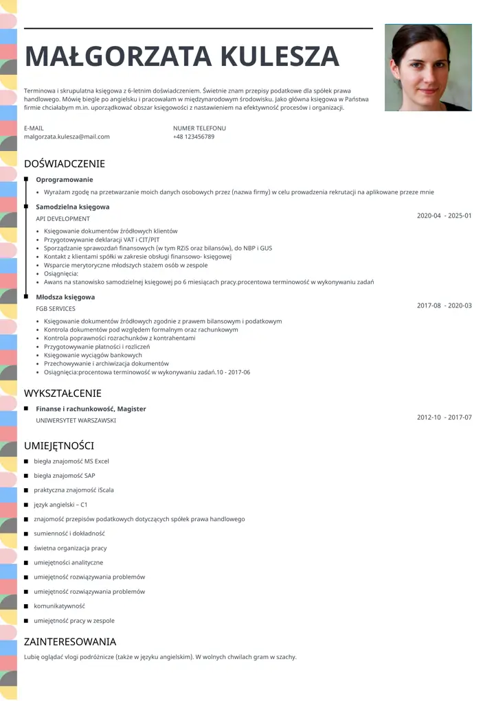 cv profile template black