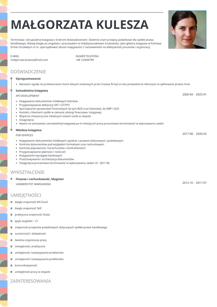 cv profile template gray