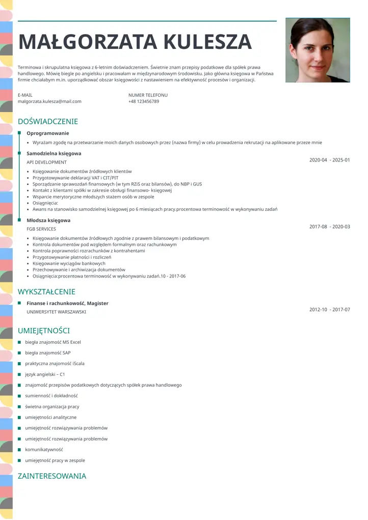 cv profile template green
