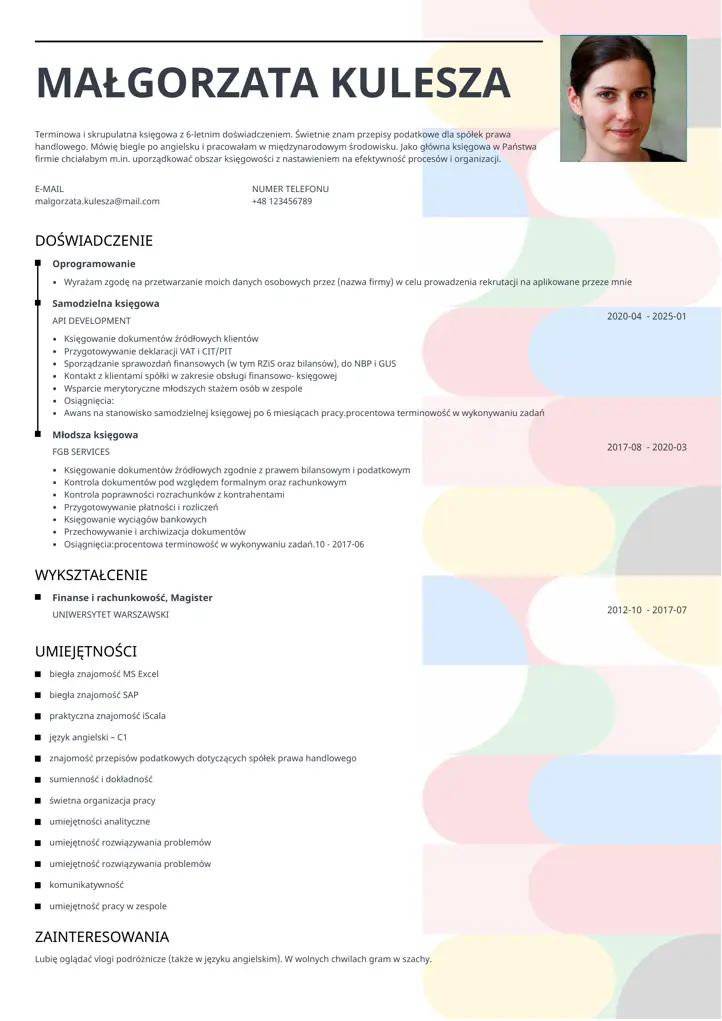 spectra cv template black