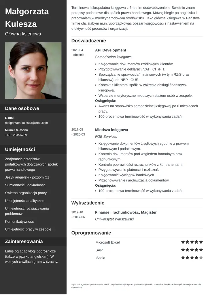 szablon cv cascade czarny
