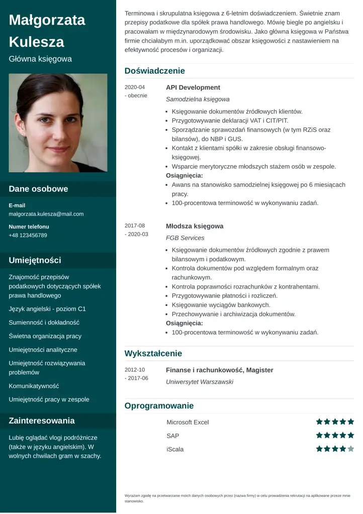 szablon cv cascade zielony