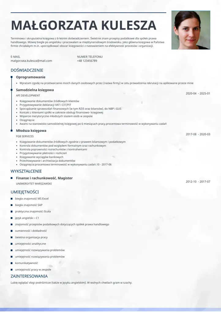 szablon cv ceramica niebieski
