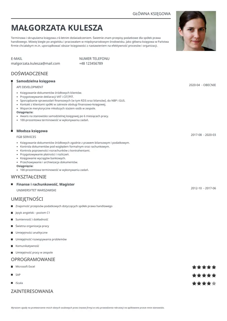 szablon cv classic czarny