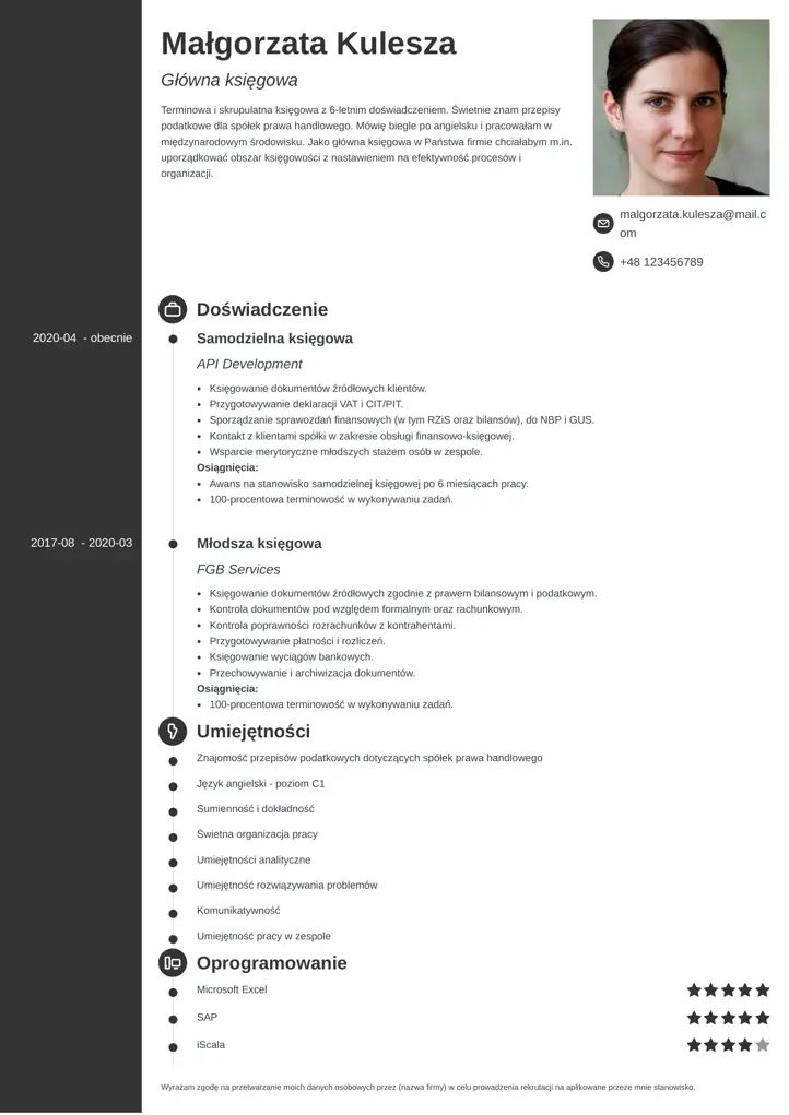 szablon cv concept czarny