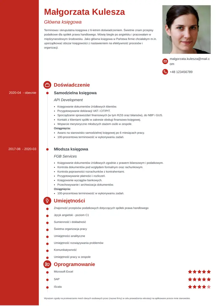 szablon cv concept czerwony