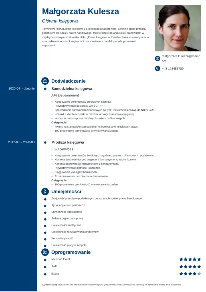 szablon cv concept niebieski