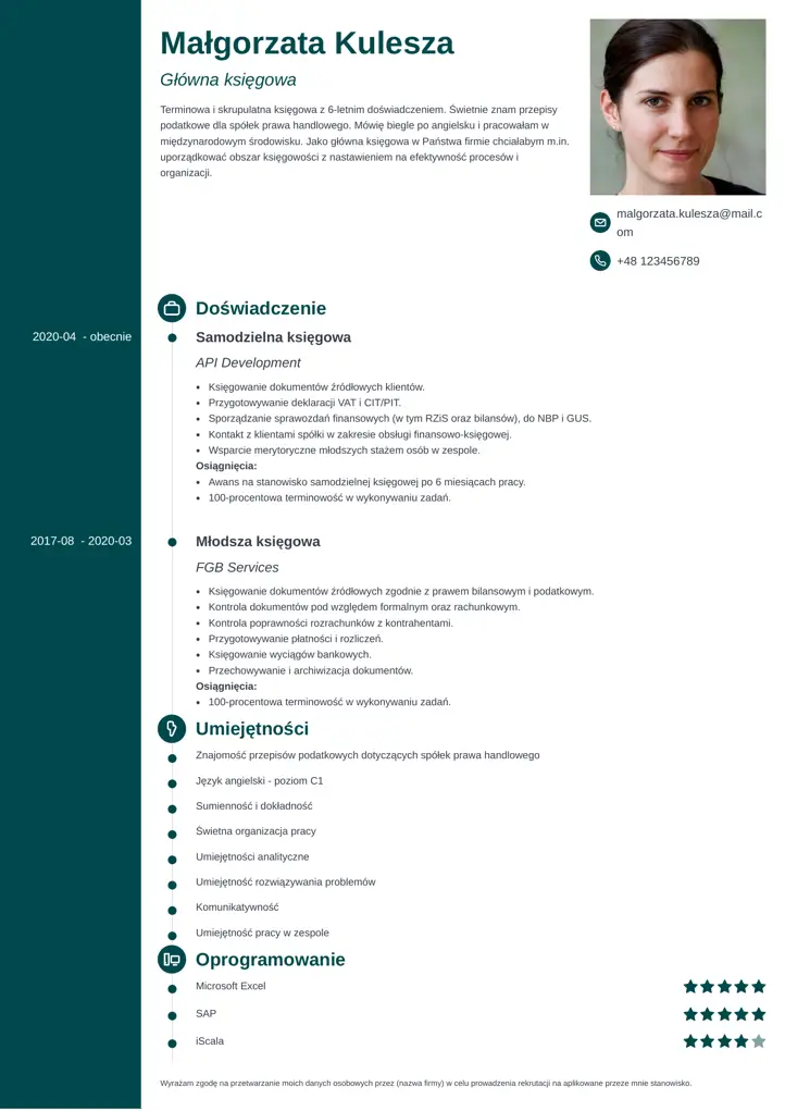 szablon cv concept zielony