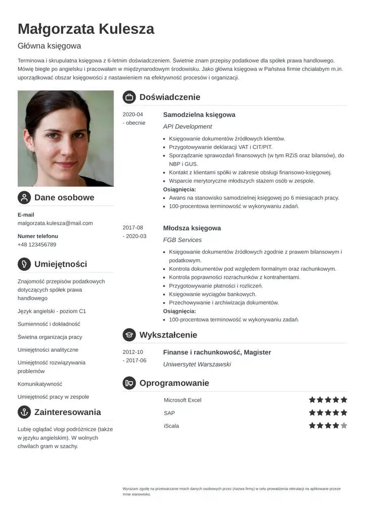 szablon cv crisp czarny
