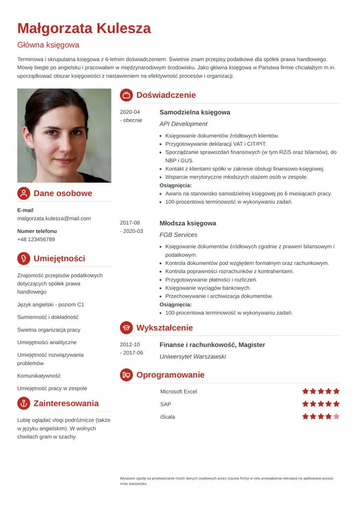 szablon cv crisp czerwony