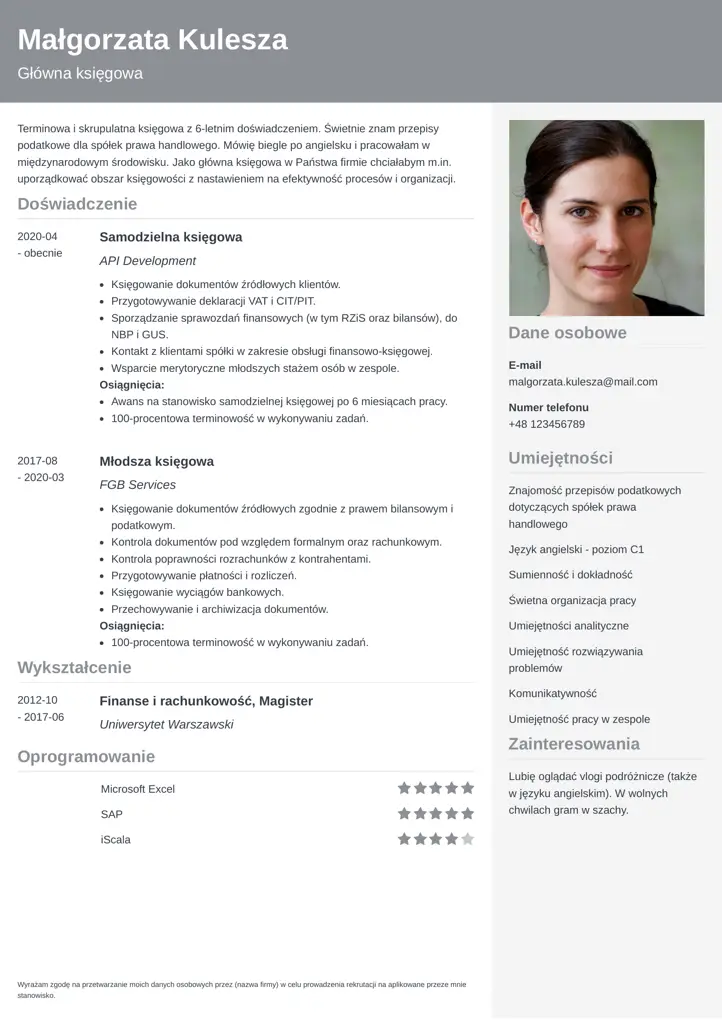 szablon cv cubic szary