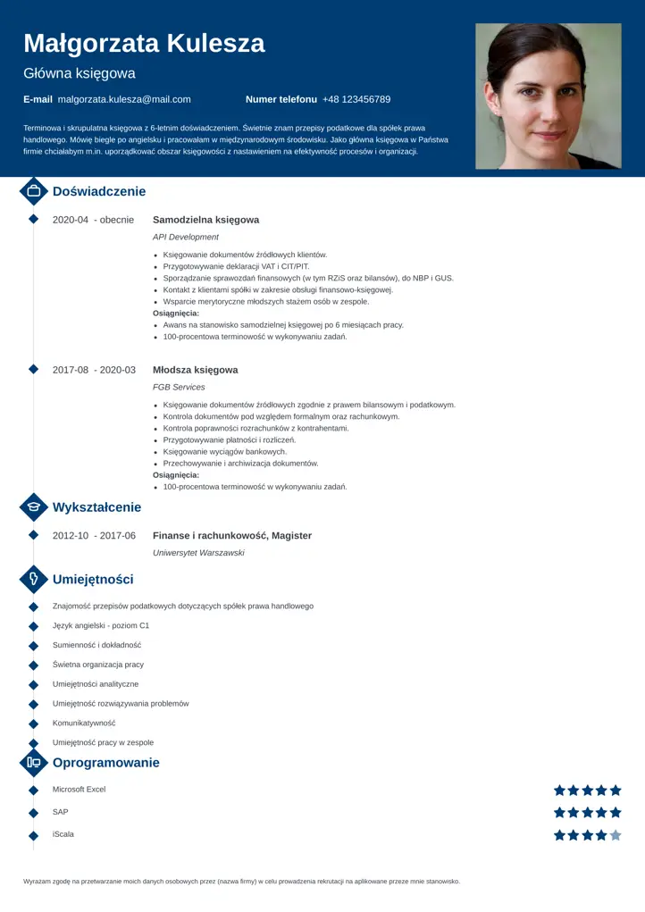 szablon cv diamond niebieski