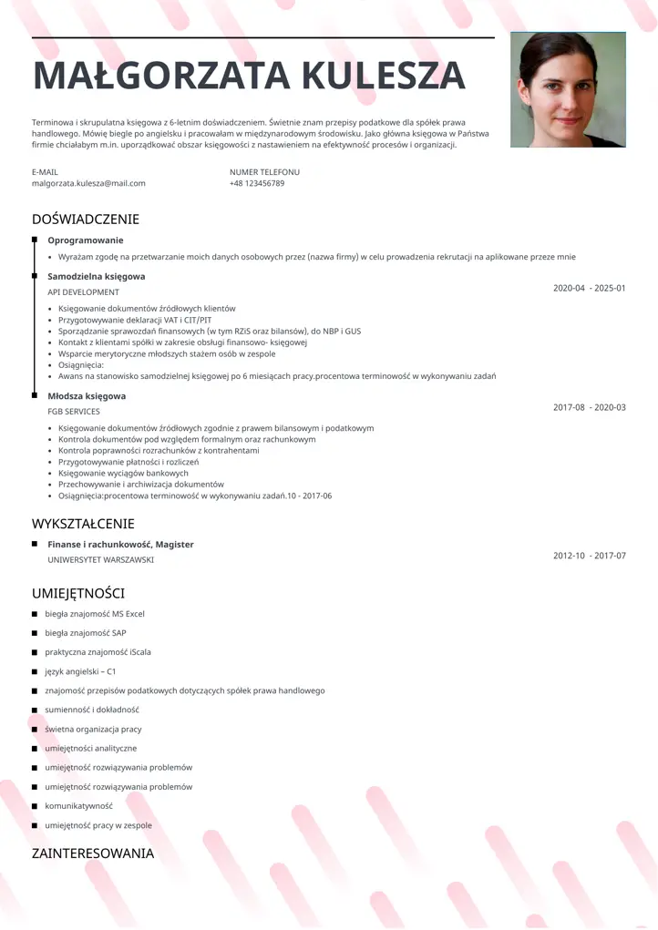 szablon cv dynamic czarny