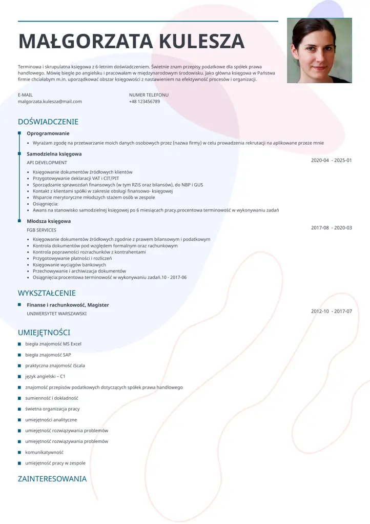szablon cv impetus niebieski
