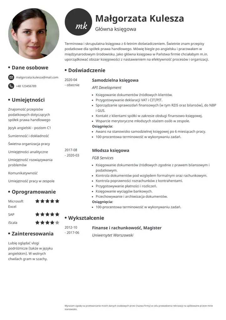 cv template initials black