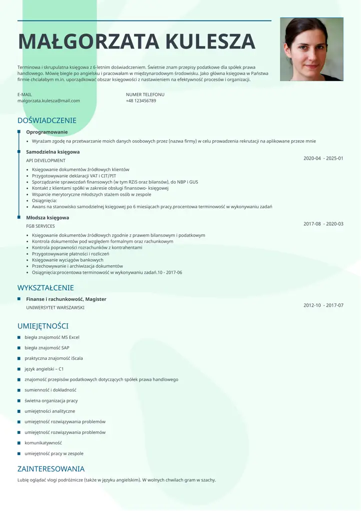 szablon cv lumina niebieski
