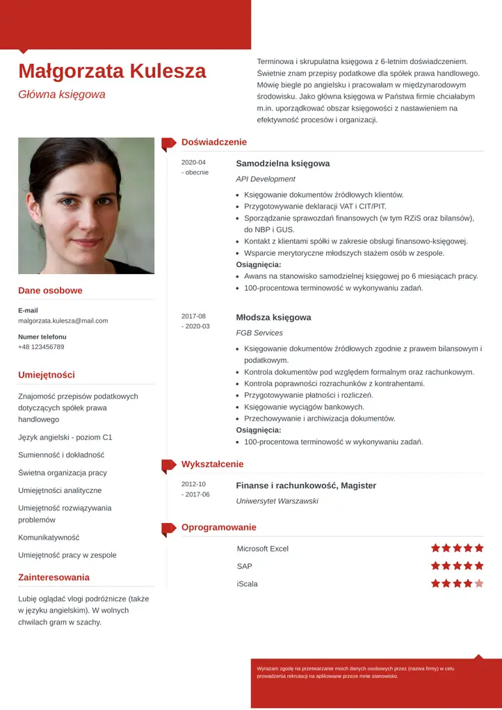 modern cv template red