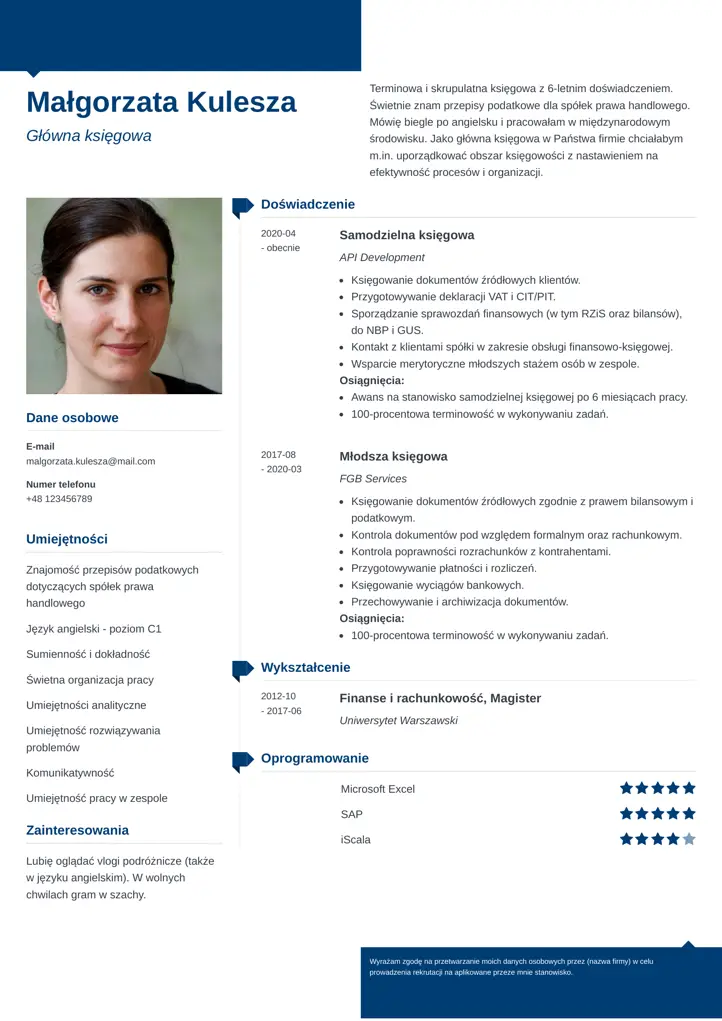 szablon cv modern niebieski