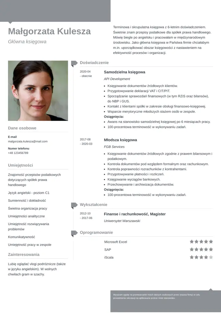modern cv template gray