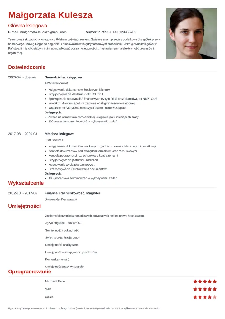 nanica cv template red