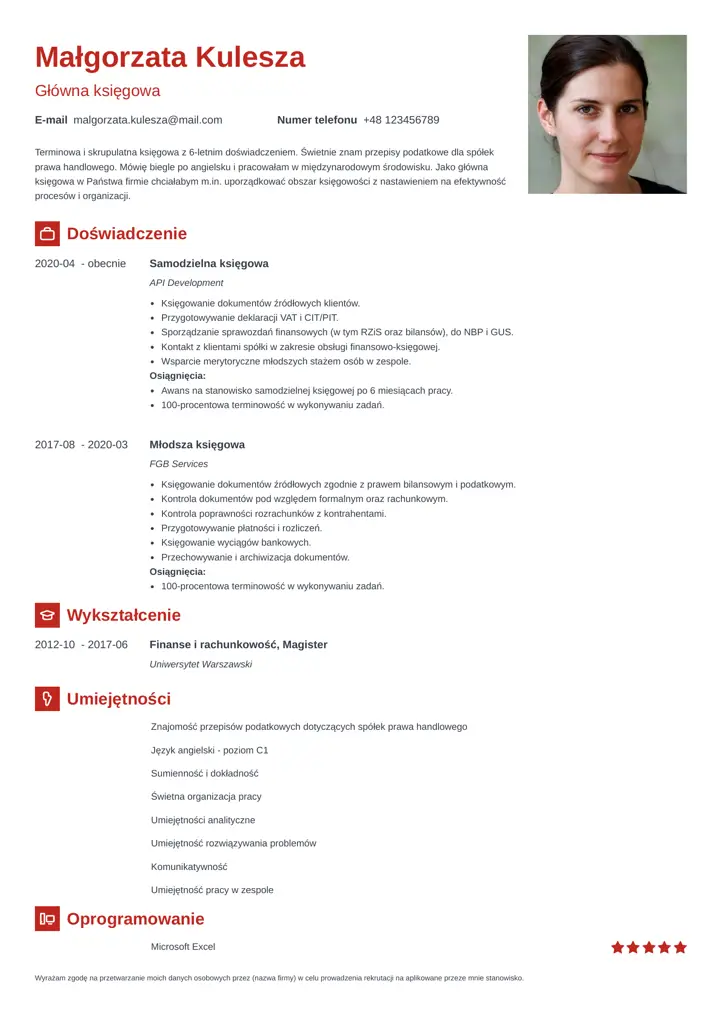 newcast cv template red