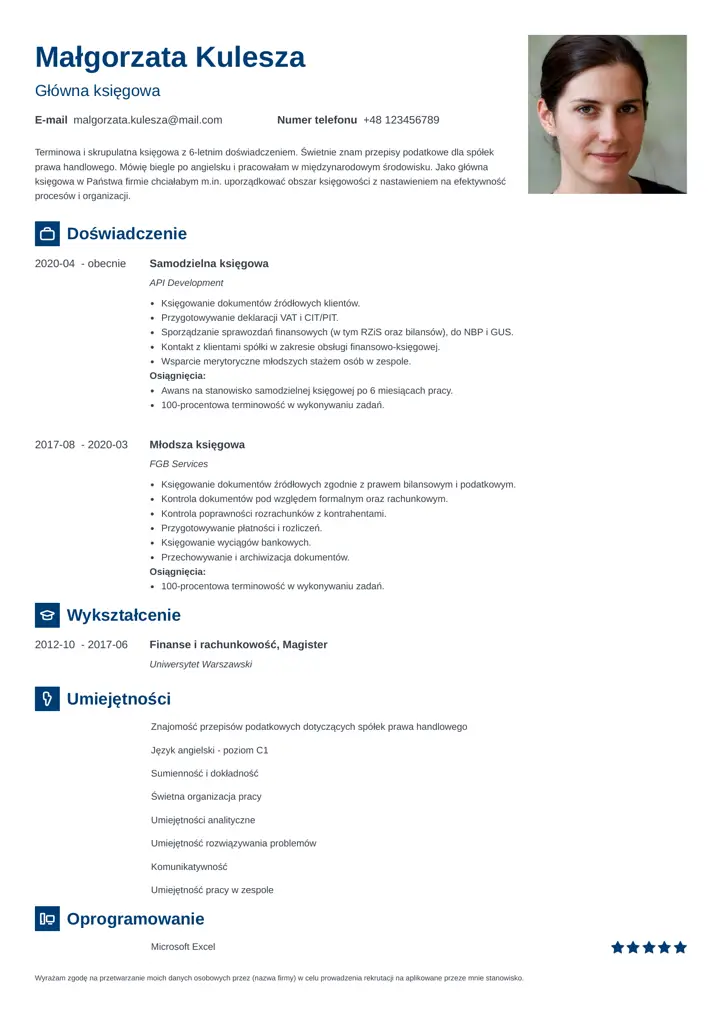 szablon cv newcast niebieski