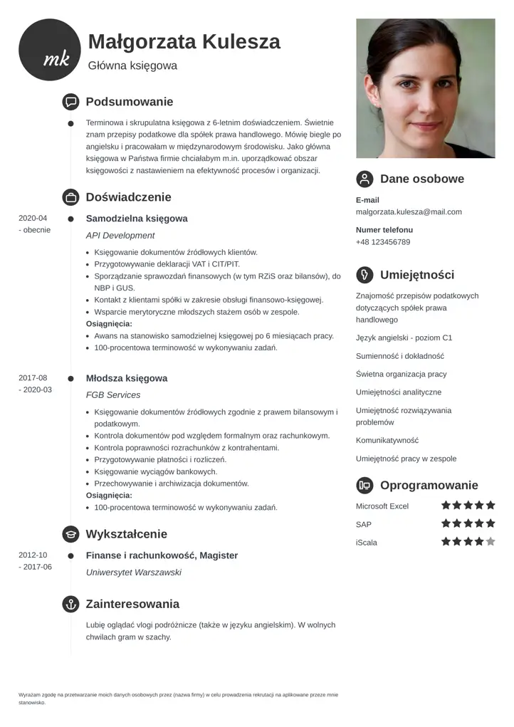 szablon cv primo czarny