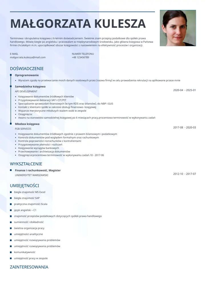 szablon cv synergy niebieski