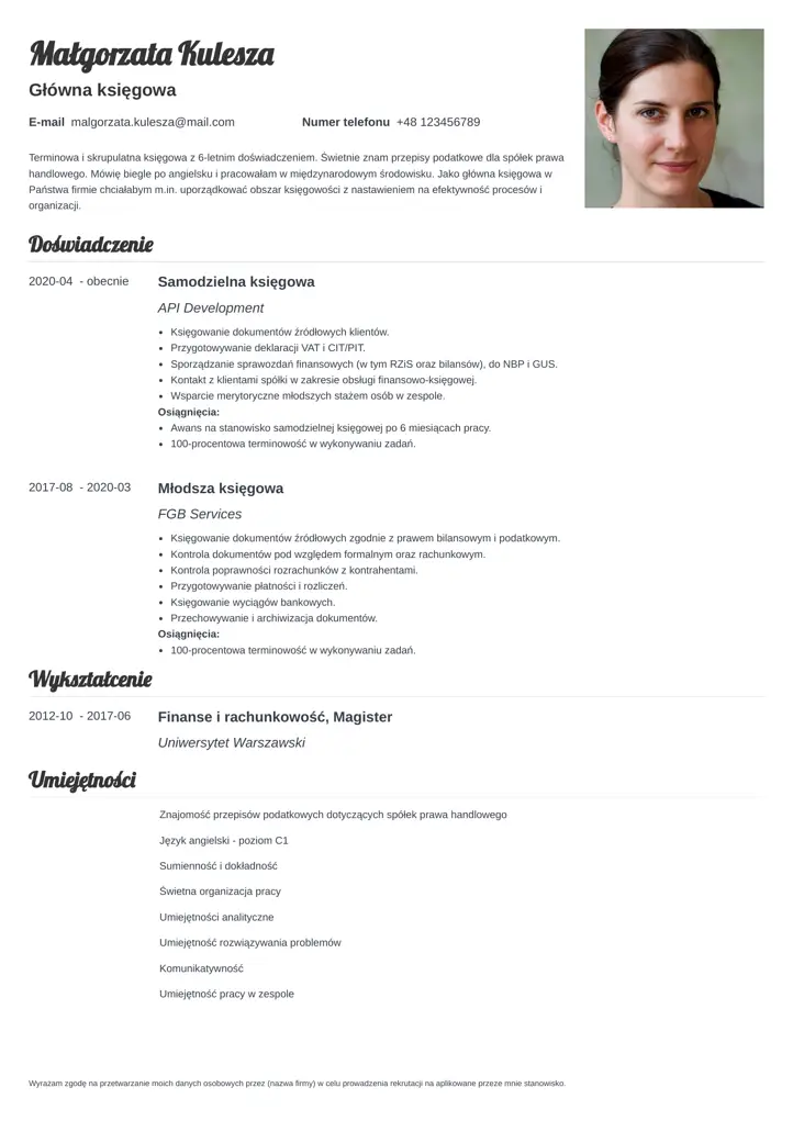 szablon cv valera czarny
