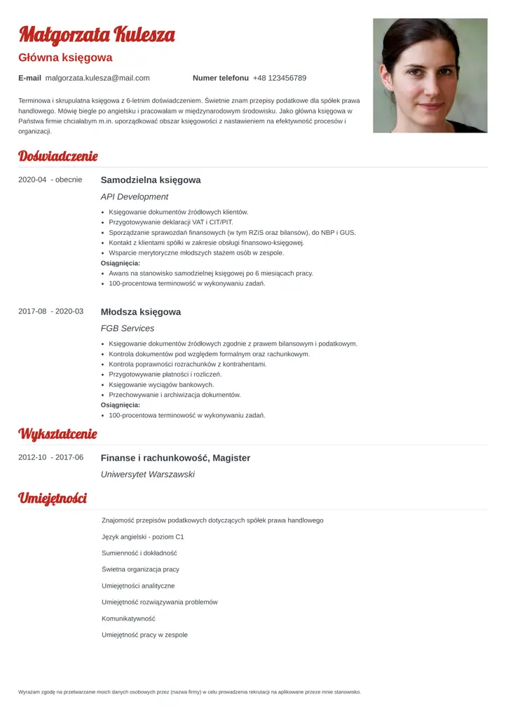 valera cv template red