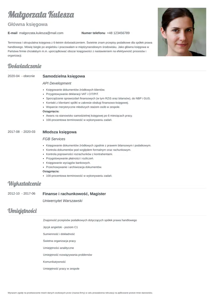 valera cv template gray