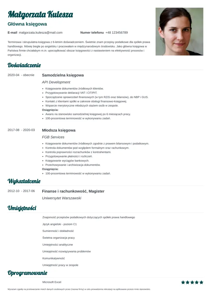 valera cv template green