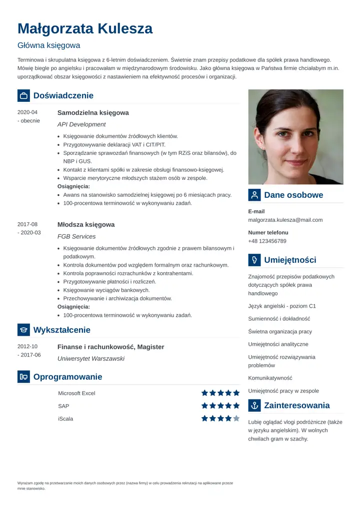 szablon cv vibes niebieski