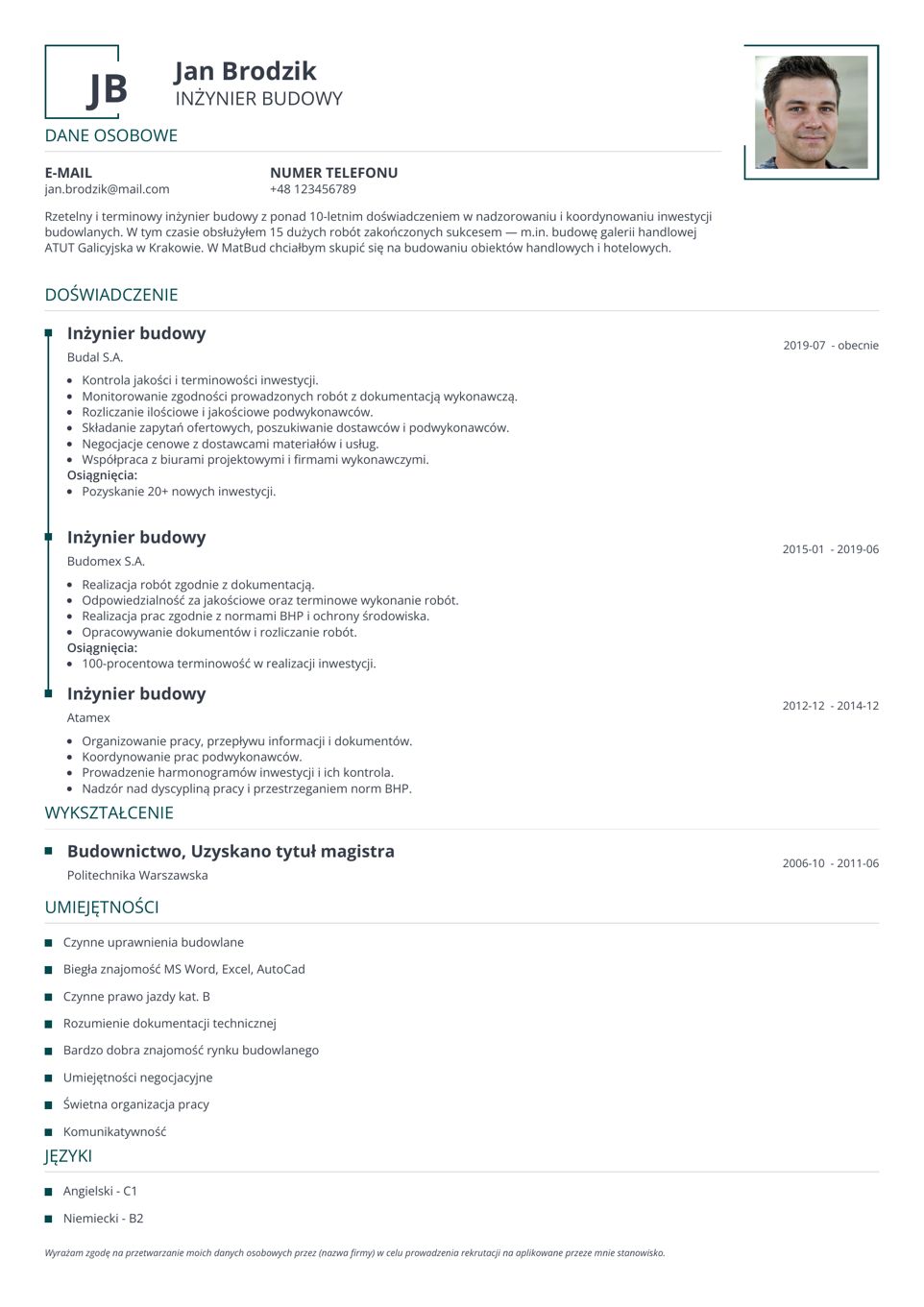 szablon cv na stanowiska kierownicze