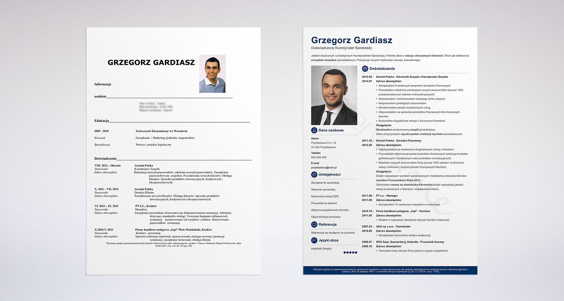 szablon CV Grzegorz