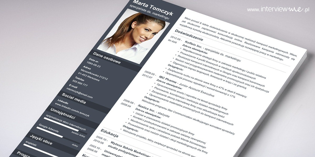 Pierwsze Cv Po Technikum Wzór CV studenta - jak napisać pierwsze CV? Wzór i porady