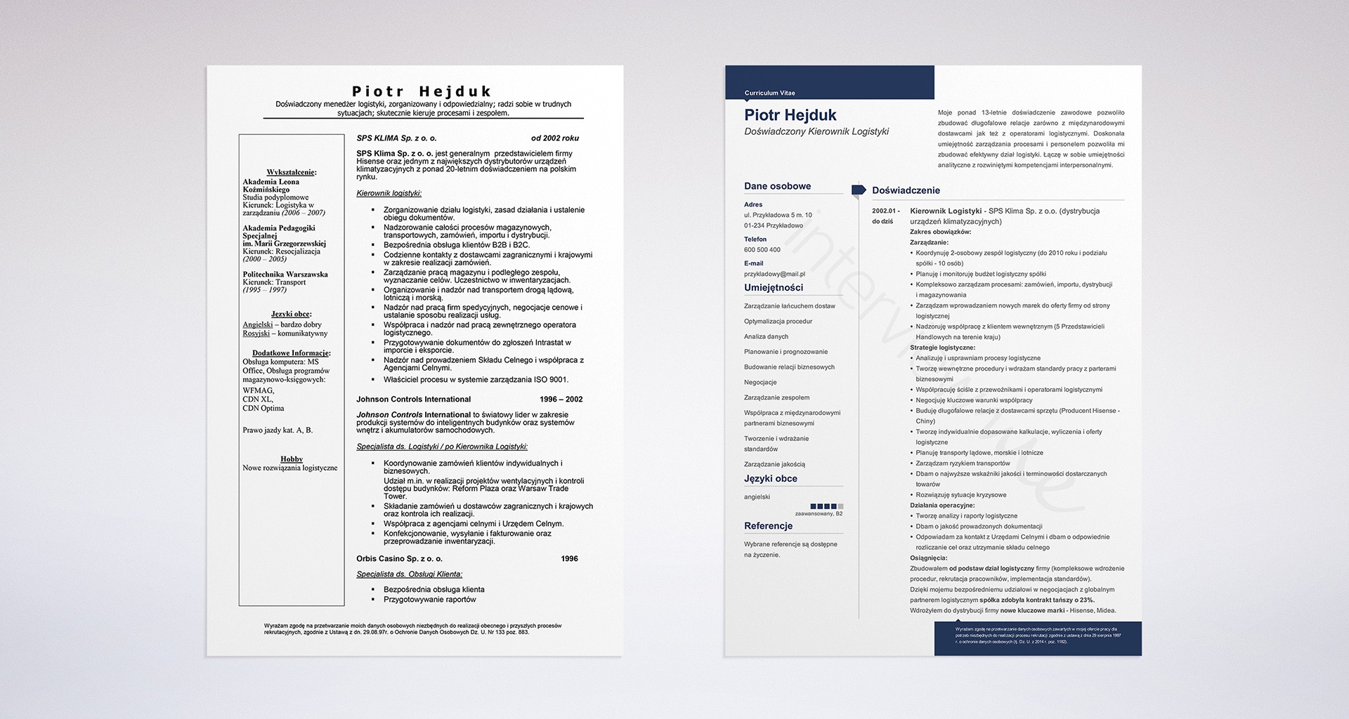 cv Piotra - przykład