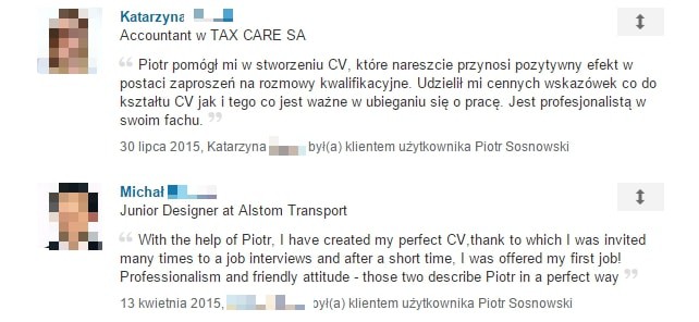 rekomendacje na Linkedin