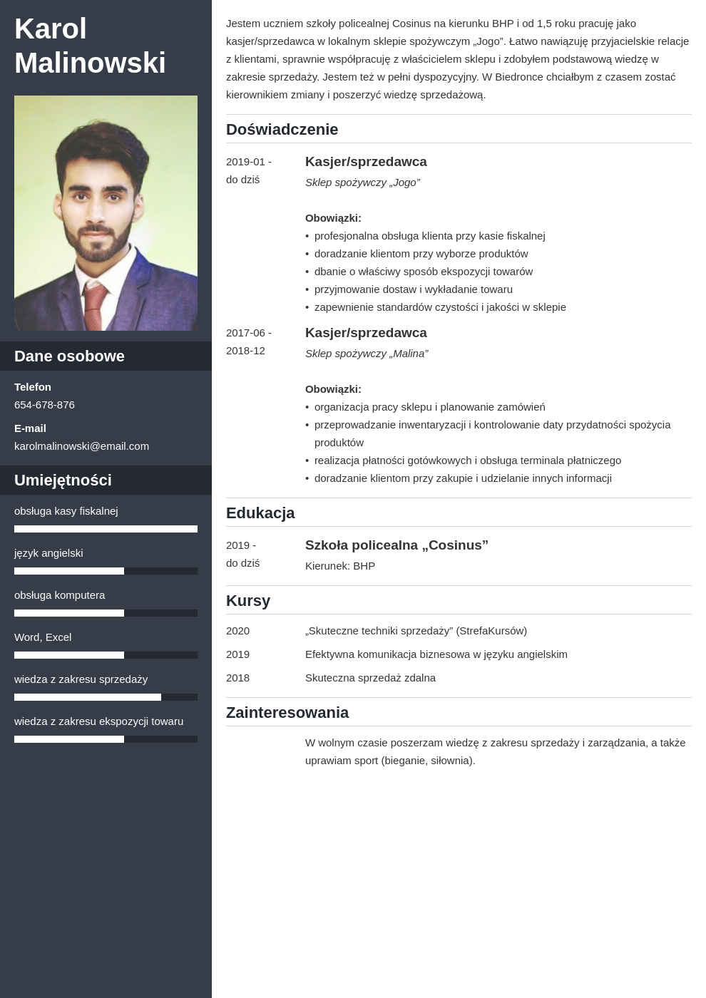 Sample of cv for job application image