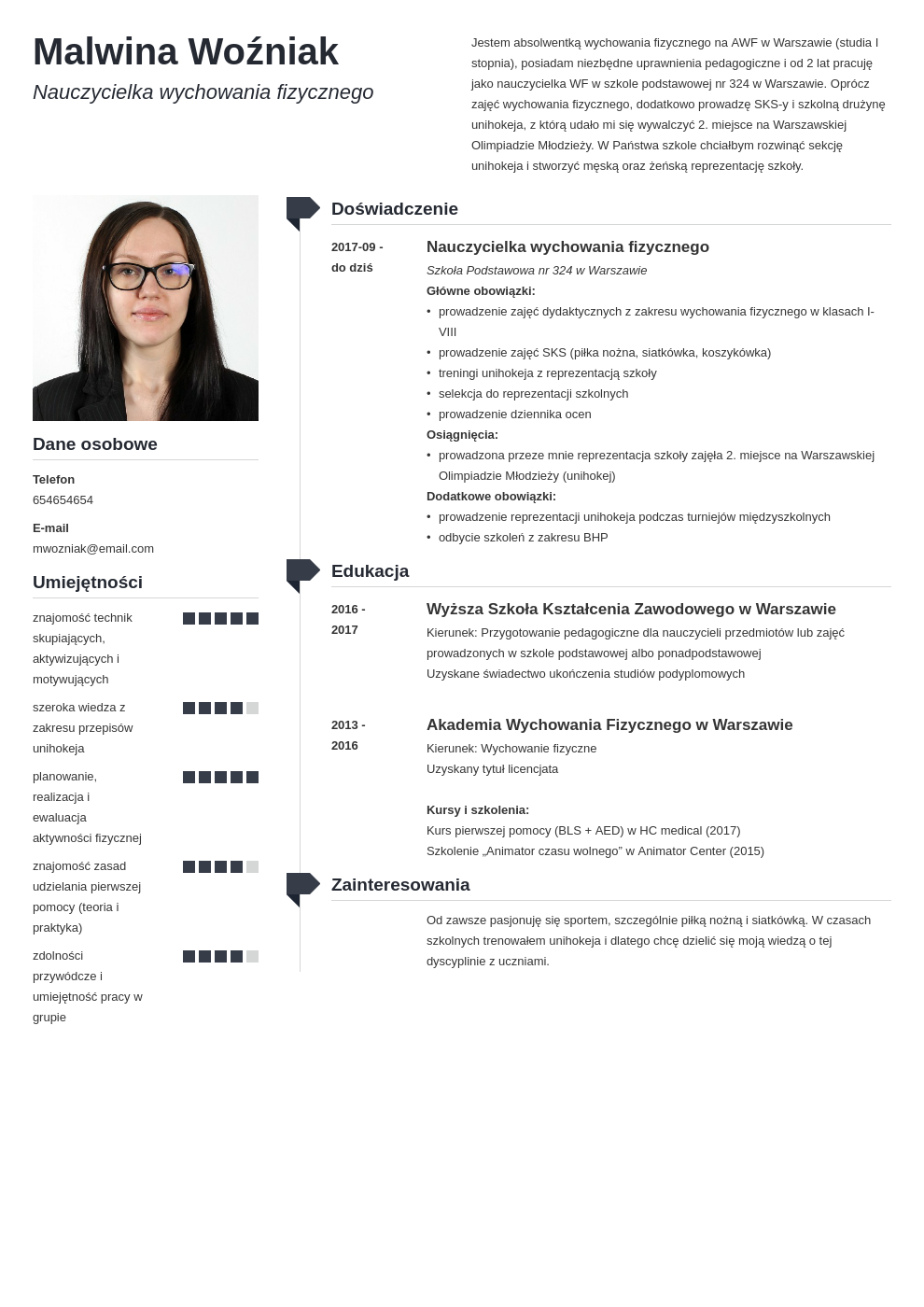 CV i list motywacyjny nauczyciela WF - jak napisać? Przykłady