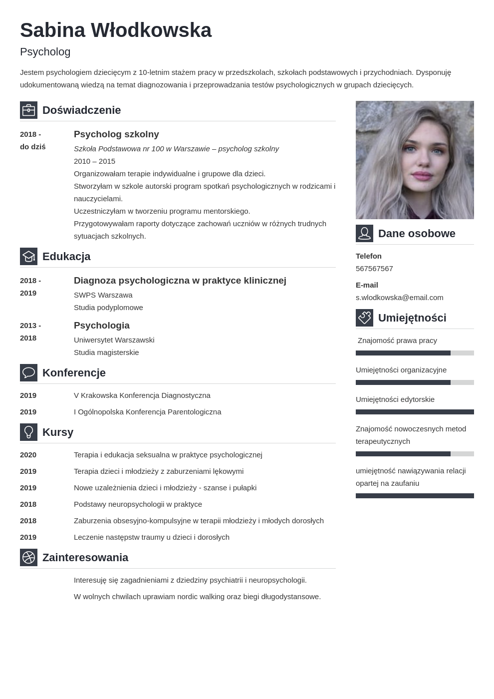 CV psychologa + list motywacyjny - wzór i przykłady