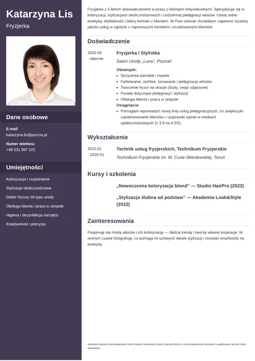 cv fryzjer