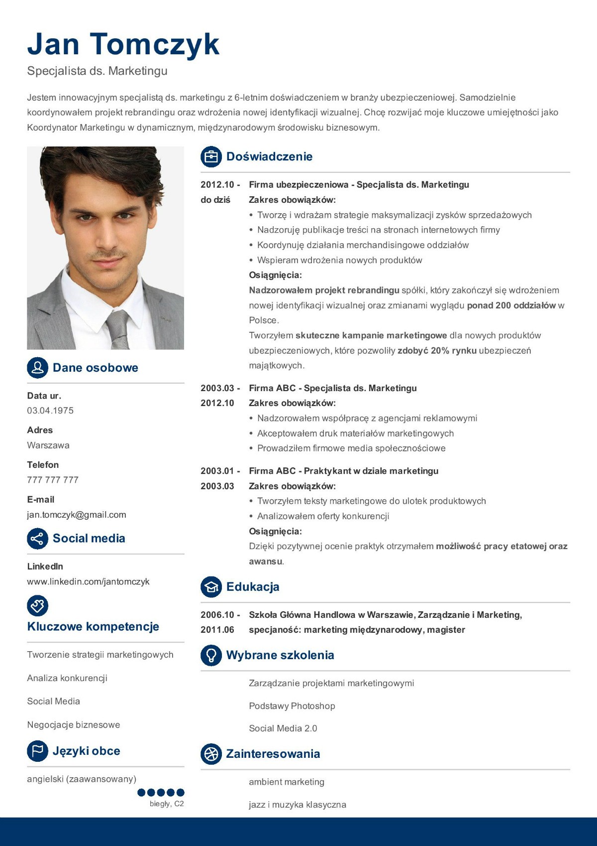 wzór CV marketingowca