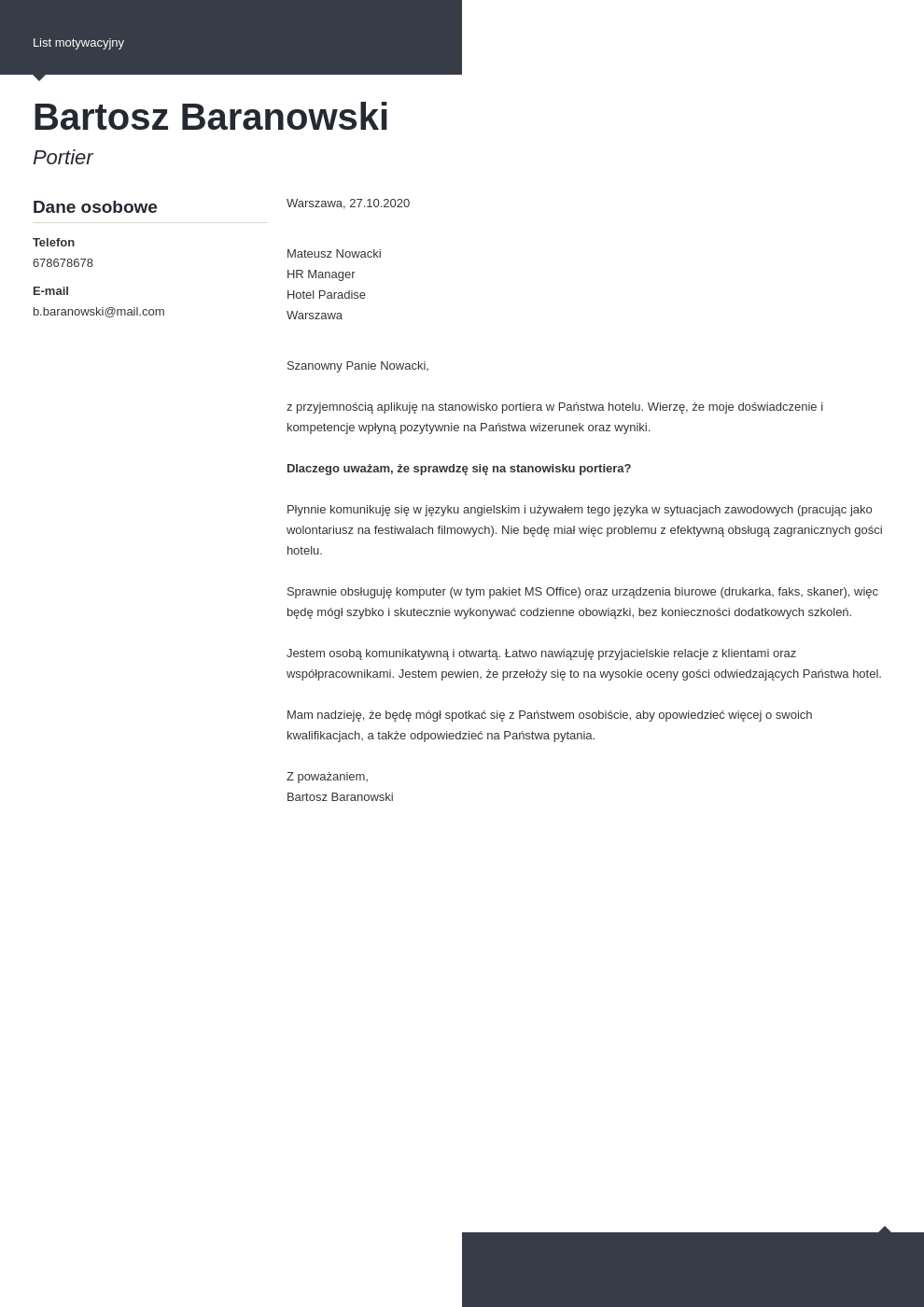 List Powitalny W Hotelu Przykład List motywacyjny do hotelu - wzór, przykłady i 5+ porad
