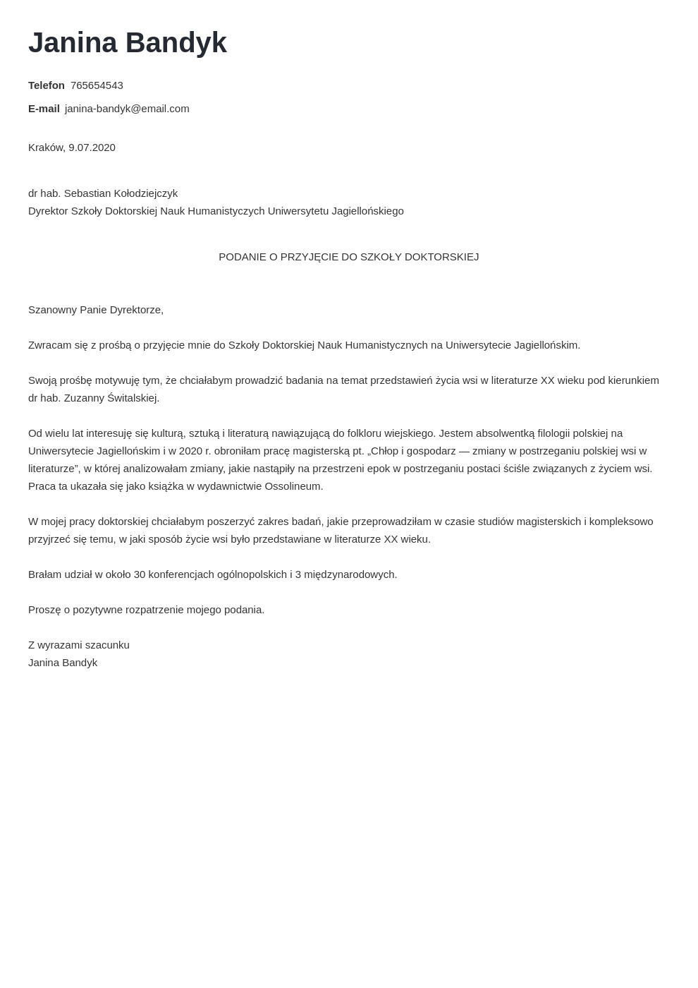 List Motywacyjny Na Stanowisko Urzednicze List motywacyjny na studia (np. doktorat i podyplomowe): wzór