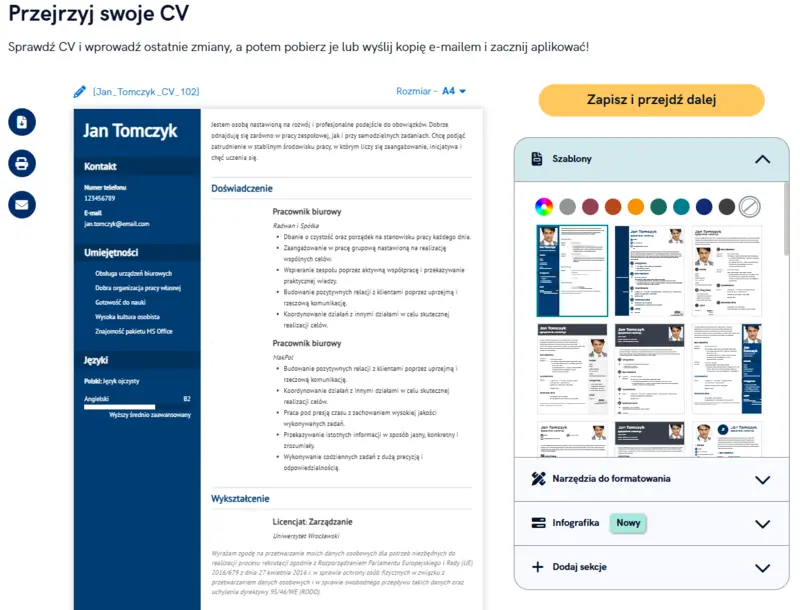 Program do napisania cv
