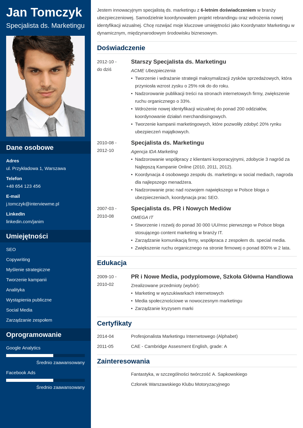 Szablon CV Cascade